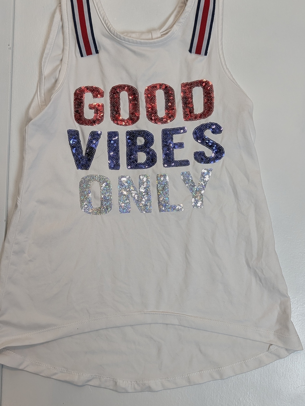 Good Vibes Only Sequin Tank Top - White